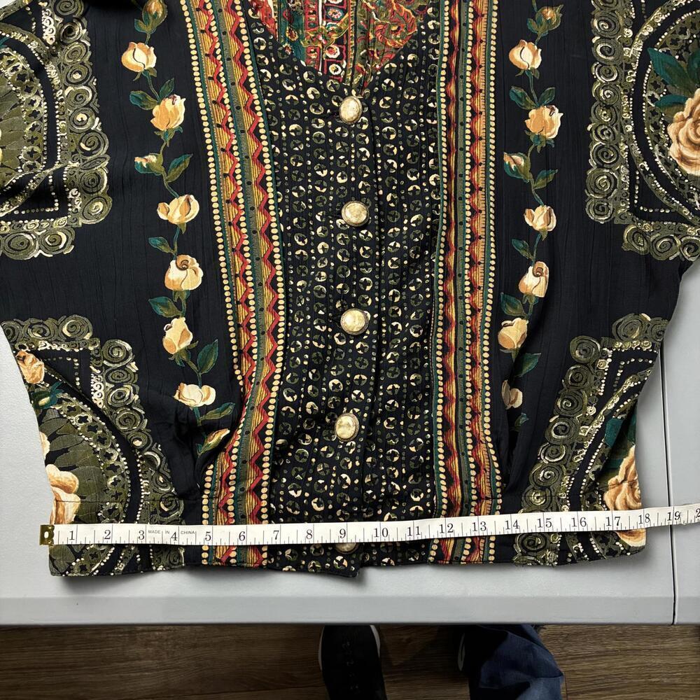 Vintage Romantic Floral Patterned Women's Lightweight Button Up Top Jacket - Picture 5 of 9